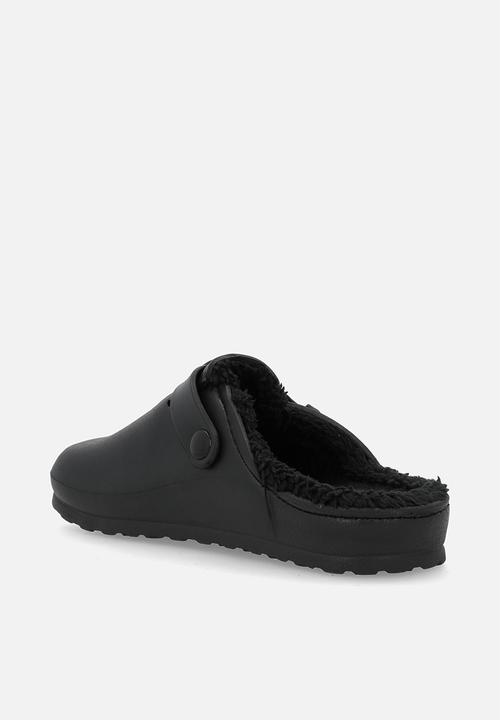Hush Puppies - Soft desi fur mule - black
