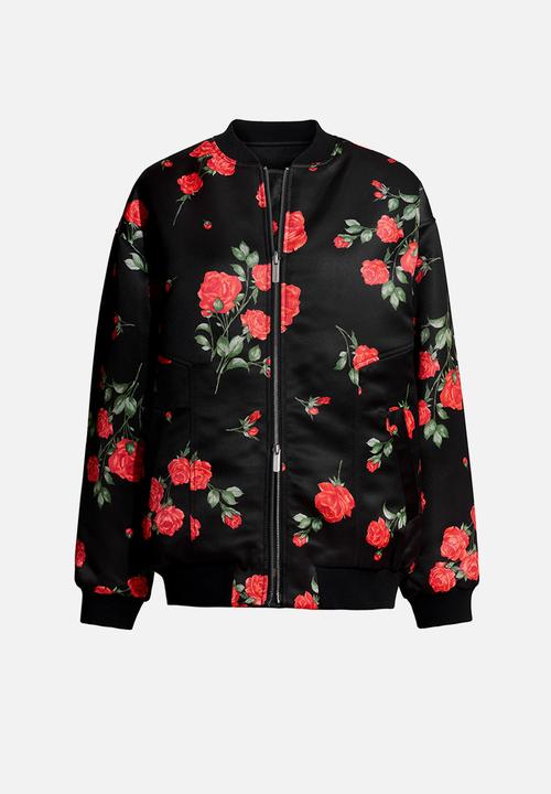 H&M - Magda Butrym H&M: Oversized reversible bomber jacket - black roses