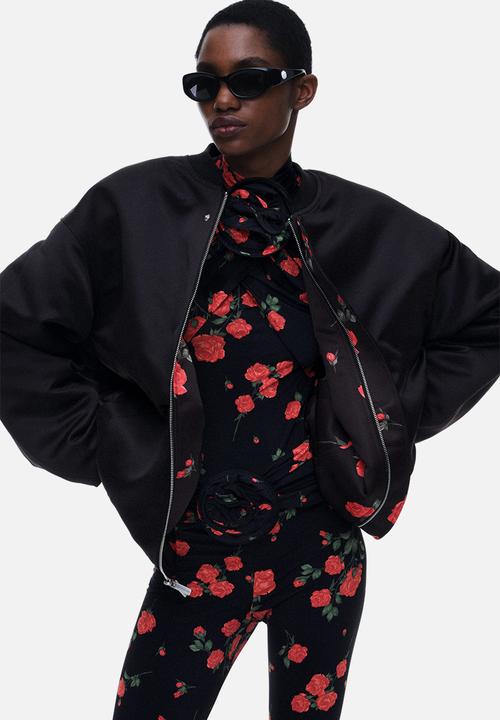 H&M - Magda Butrym H&M: Oversized reversible bomber jacket - black roses
