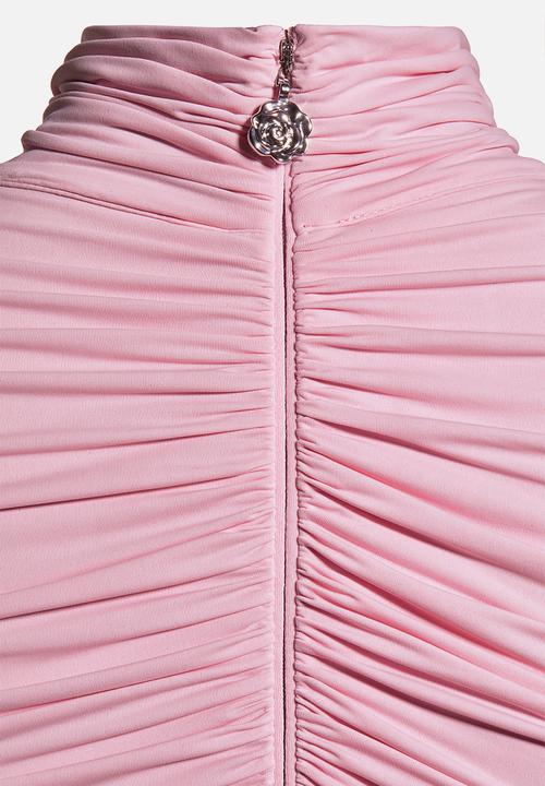 Magda Butrym H&M: Rose-appliqud turtleneck dress - light pink - 1261812001