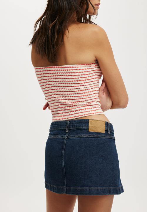 Cotton On - Micro pleat denim skirt - rinse blue
