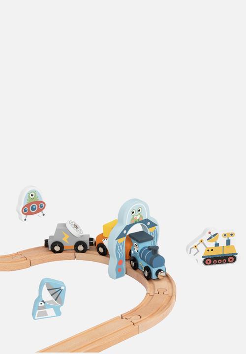 Greenbean Learning - Tookytoy - wooden space station train set - multi