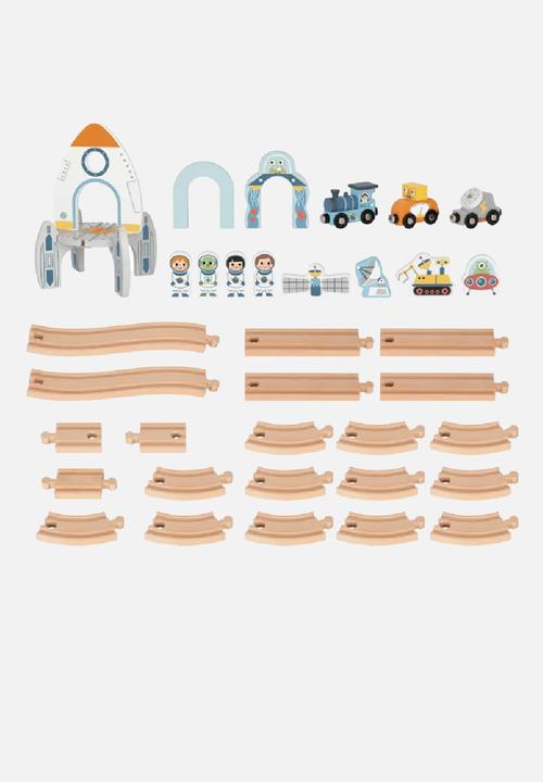Greenbean Learning - Tookytoy - wooden space station train set - multi