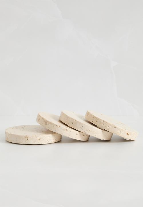 Sixth Floor - Travertine coaster set of 4 - Natural