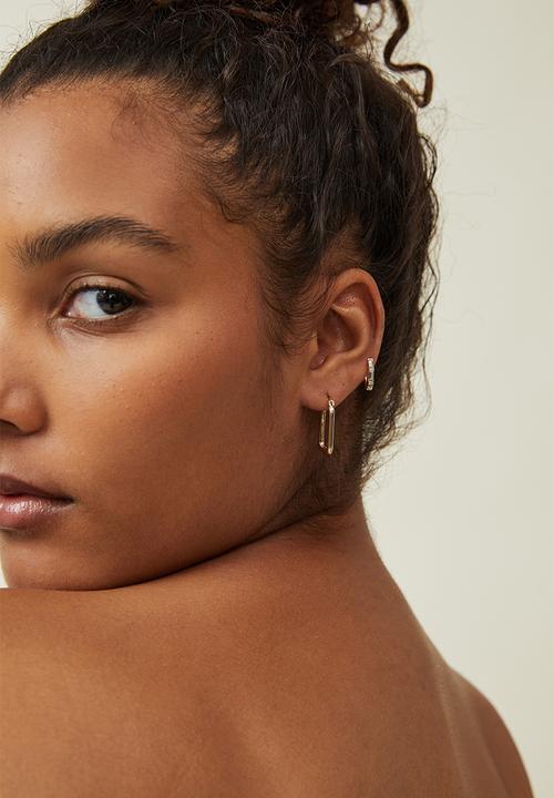 Rubi - 2 pack mid earring- gold plated rectangle