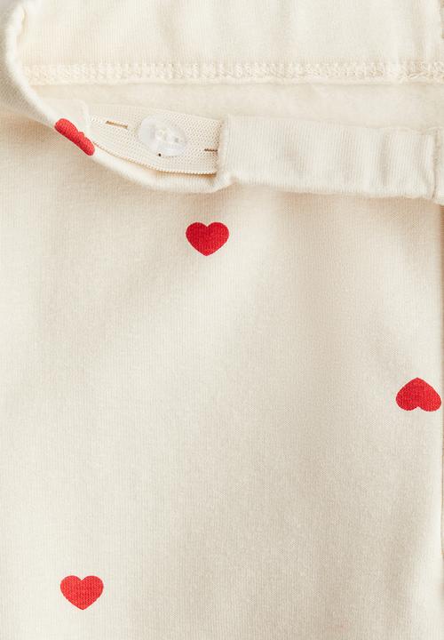 H&M - Brushed-inside leggings - cream hearts
