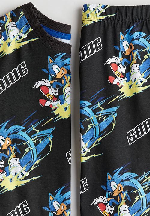 H&M - Printed cotton jersey pyjamas - black sonic the hedgehog