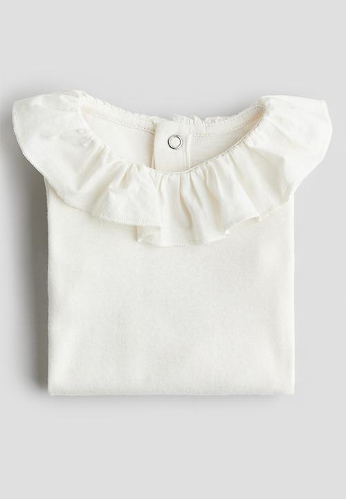 H&M - Frill-collar bodysuit - white