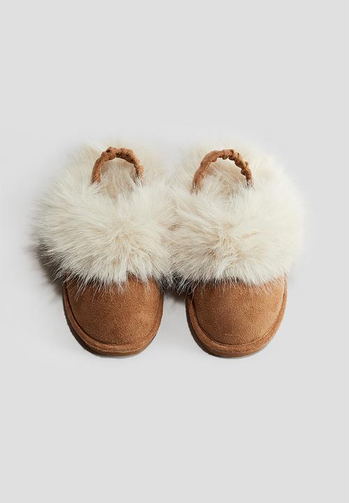 H&M - Fluffy-lined slippers - dark beige