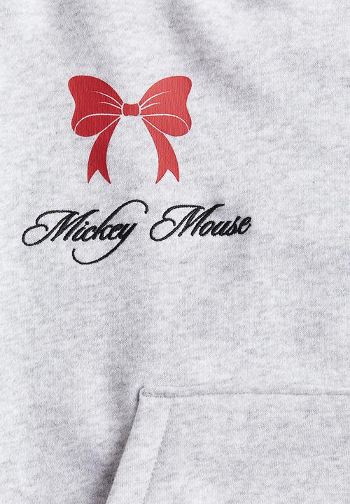 H&M - Oversized printed hoodie - grey marl mickey mouse
