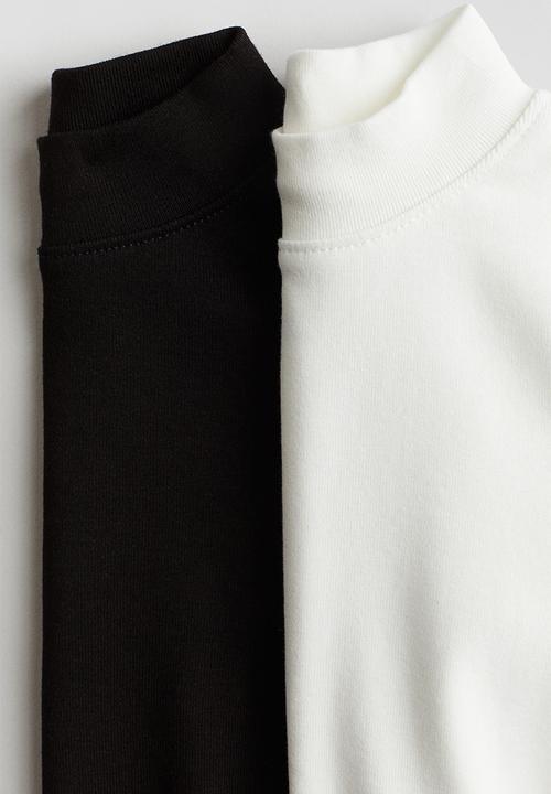 H&M - 2 pack polo-neck tops - black & white