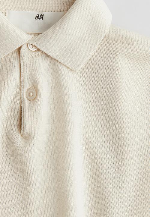 H&M - Fine-knit polo shirt - cream