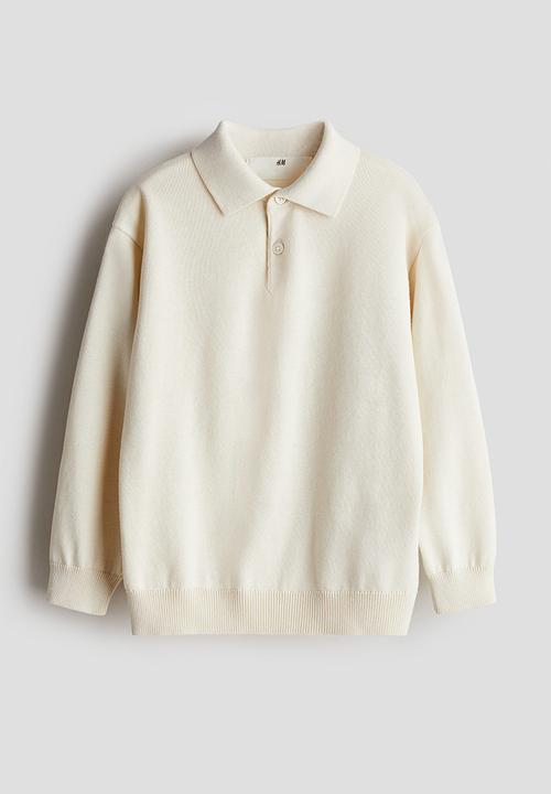 H&M - Fine-knit polo shirt - cream