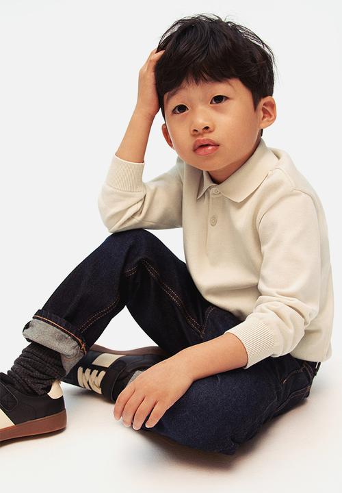 H&M - Fine-knit polo shirt - cream