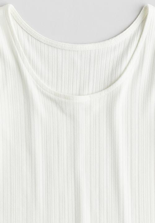 H&M - Ribbed jersey top - white