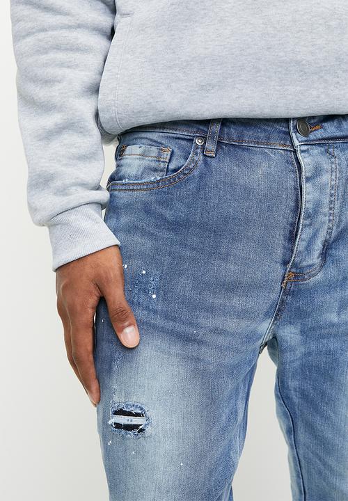 Brave Soul - Worked Denim Jeans - Light Blue Denim