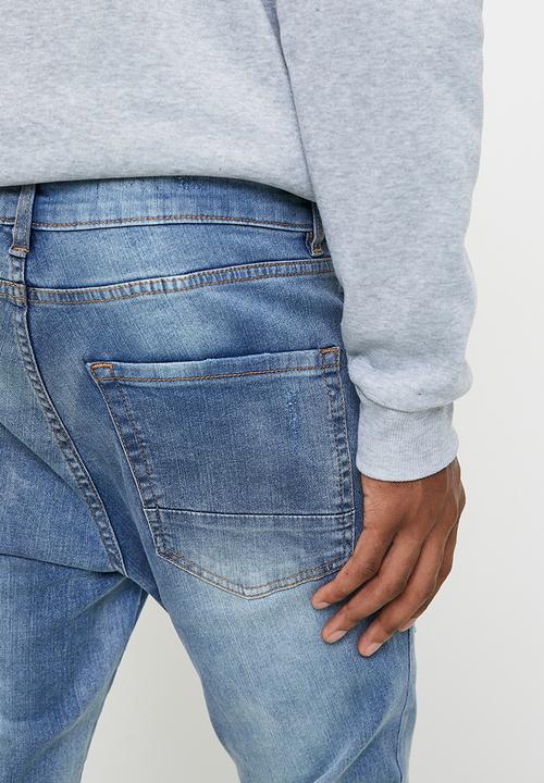 Brave Soul - Worked Denim Jeans - Light Blue Denim
