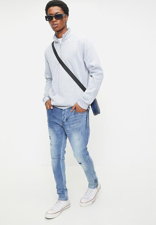 Brave Soul - Worked Denim Jeans - Light Blue Denim