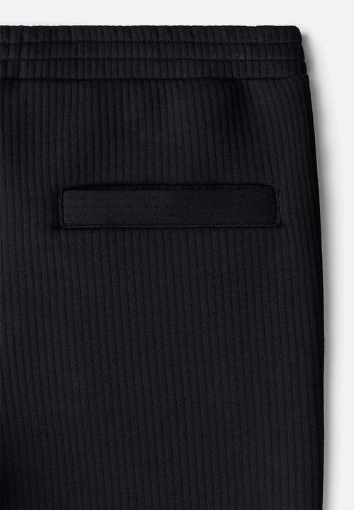 H&M - Regular fit ribbed joggers - black