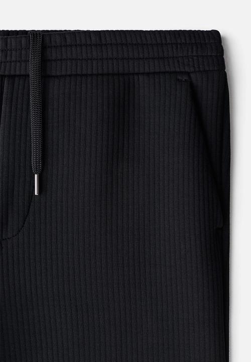 H&M - Regular fit ribbed joggers - black