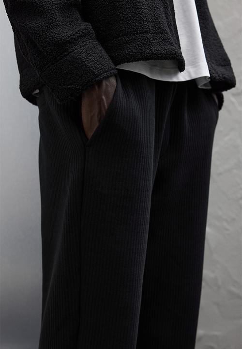 H&M - Regular fit ribbed joggers - black
