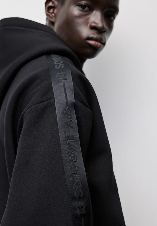 H&M - Loose fit hoodie with side stripes - black
