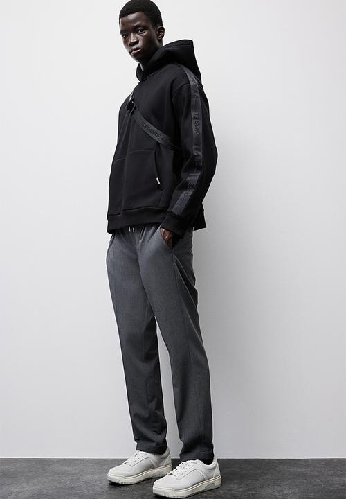 H&M - Loose fit hoodie with side stripes - black