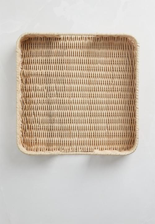 Sixth Floor - Square rattan serving tray - Natural