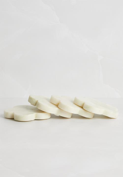Sixth Floor - Daisy marble coaster set of 4 - Grey