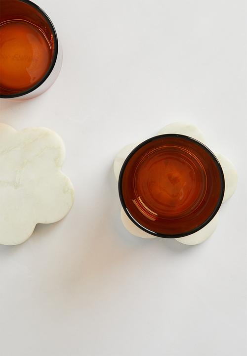 Sixth Floor - Daisy marble coaster set of 4 - Grey