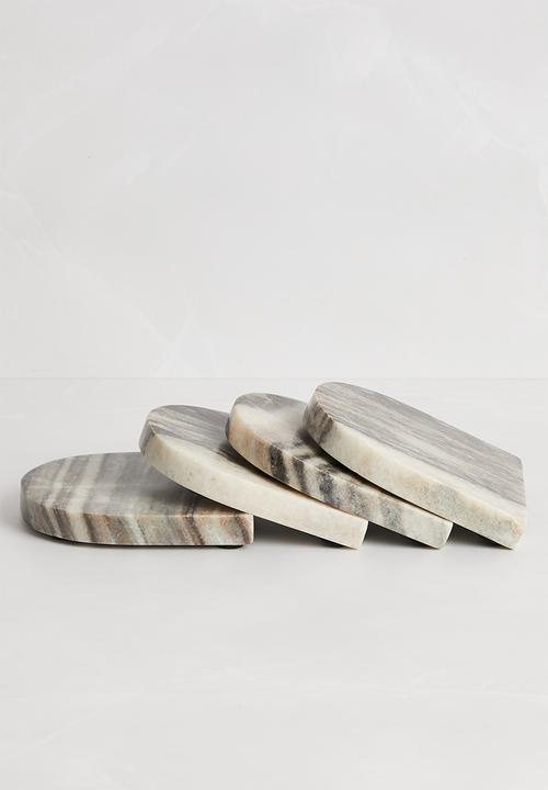 Sixth Floor - Dome marble coaster set of 4 - Charcoal