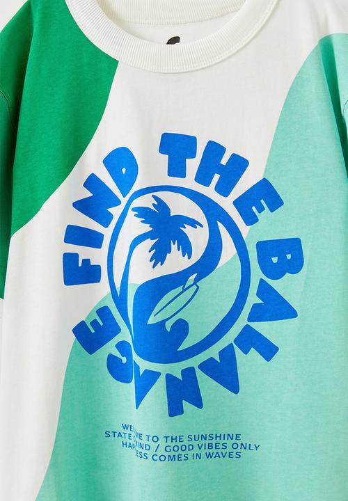 Cotton On - Jonny short sleeve graphic print tee - mint breeze/vanilla/island green/balance wave