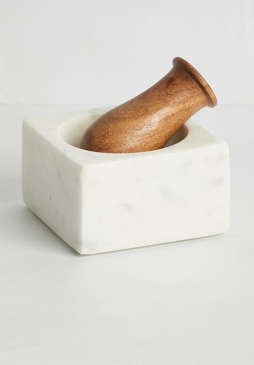 Sixth Floor - Sima marble pestle & mortar - White