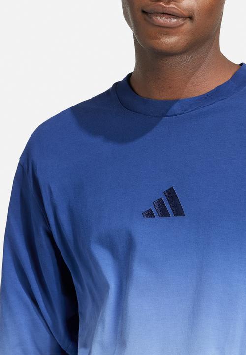 adidas Performance - ALL SZN French Terry Dip-Dye Long Sleeve Shirt - GLOBLU/DKBLUE