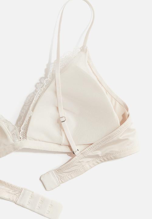 H&M - Padded soft microfibre bra - pale beige