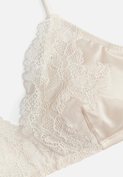 H&M - Padded soft microfibre bra - pale beige