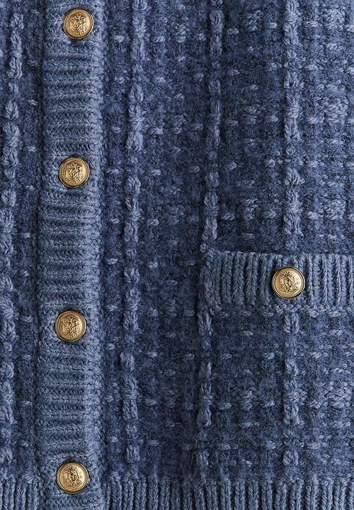 H&M - Textured-knit cardigan - dusty blue