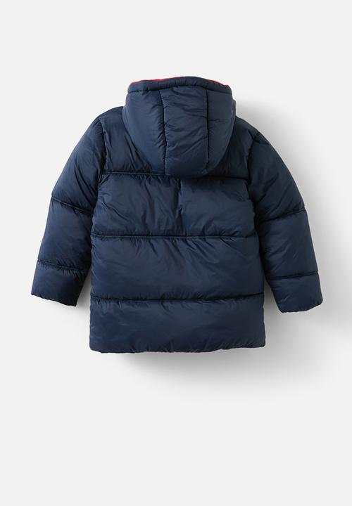 Cotton On - Tommy puffer jacket - squid ink/varsity red