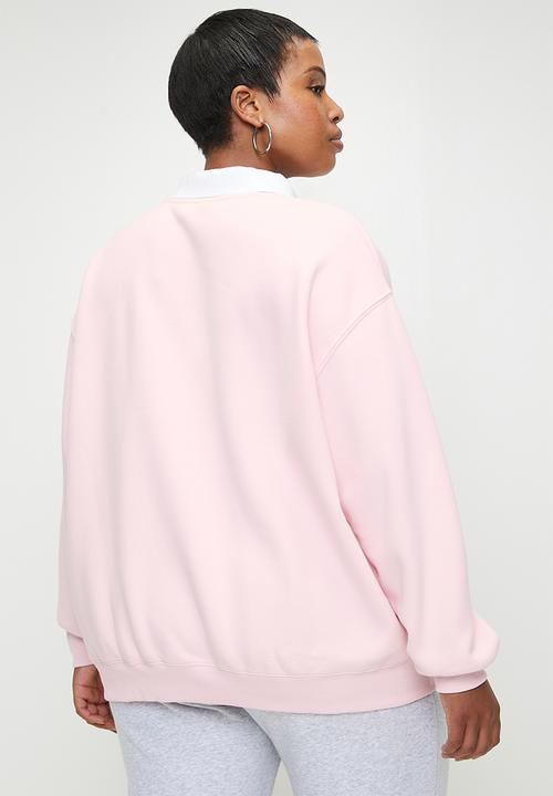 Cotton On - Plus Plush Collar Sweatshirt - Cherry Dream/Wellness Club