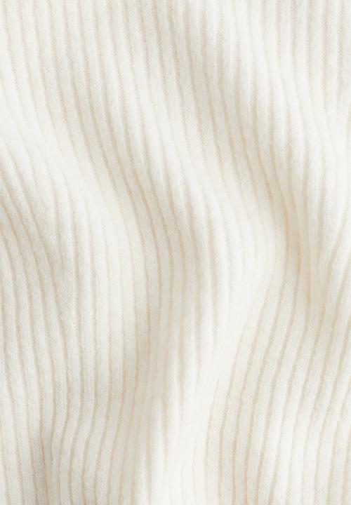H&M - Rib-knit off-the-shoulder dress - white