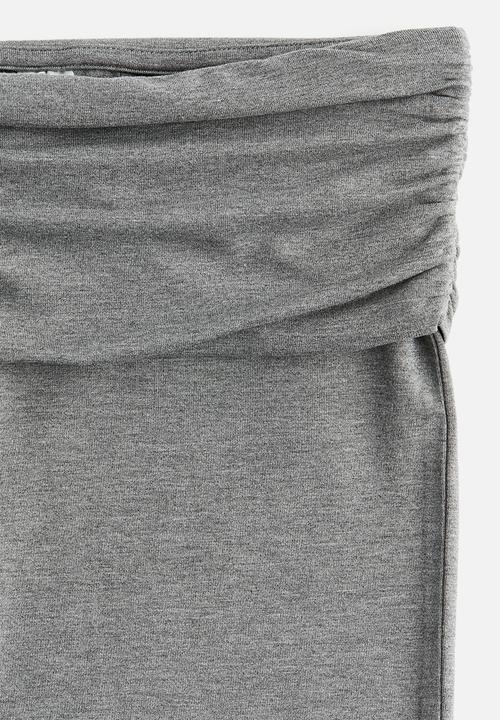 H&M - Foldover-waist capri leggings - grey marl 