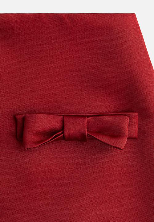 H&M - Bow-detail satin mini skirt - dark red