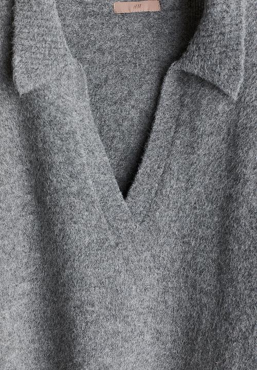 H&M - Fine-knit collared jumper - grey marl