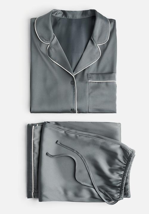 H&M - Satin pyjamas - grey-green