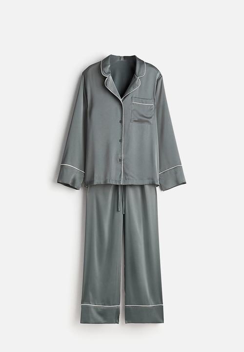 H&M - Satin pyjamas - grey-green