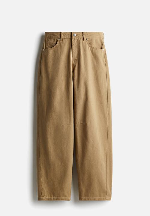 H&M - Barrel-leg twill trousers - dark beige