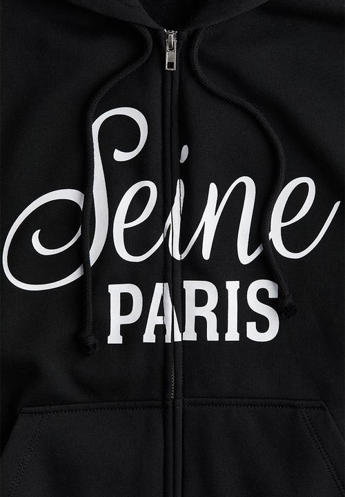 H&M - Oversized zip-through hoodie - black seine 