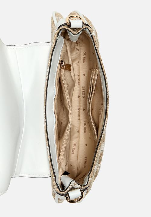 GUESS - Beyza flap shoulder bag - white logo