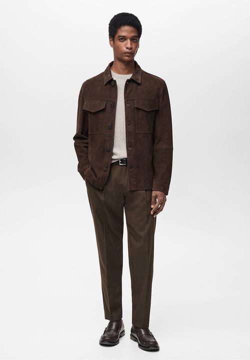 MANGO - Trousers tropical - dark brown