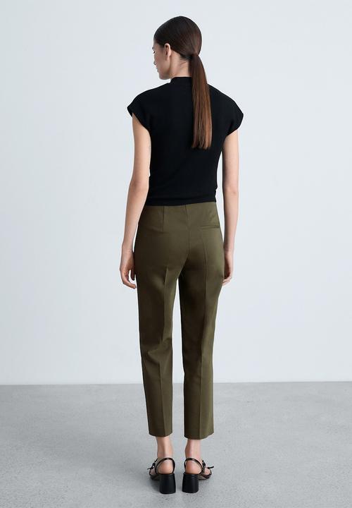 MANGO - Trousers Botones - Beige/Khaki